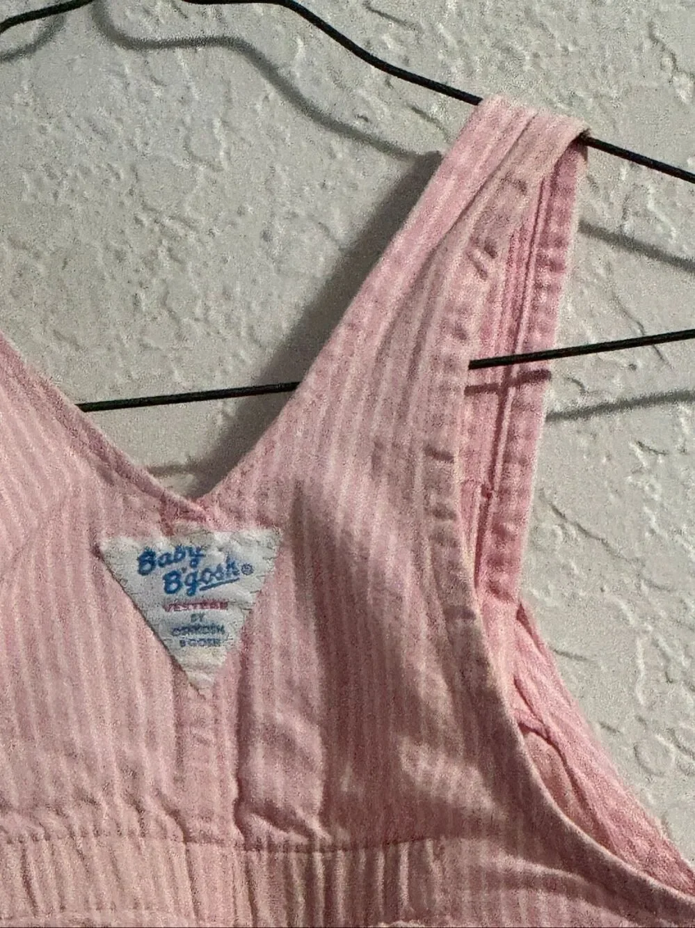 Vintage Oshkosh B'Gosh Pink Striped Overalls Vestbak 18 months Snaps